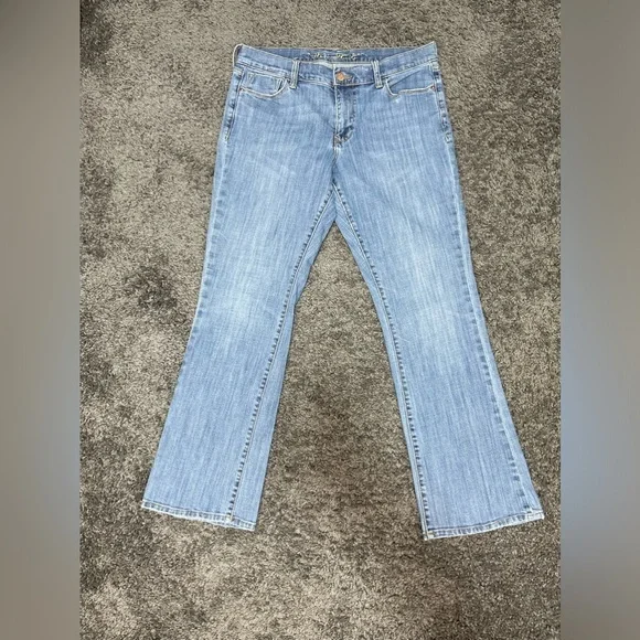 Old navy the sweetheart short stretch denim mid rise bootcut blue jeans size 10 - Picture 1 of 14